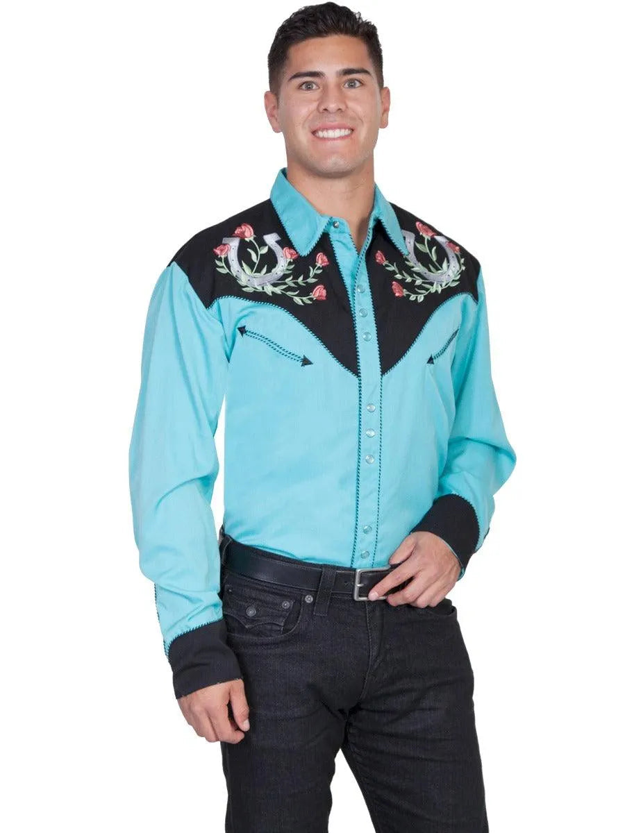 Scully Horseshoe and Roses - Men's Western Shirt