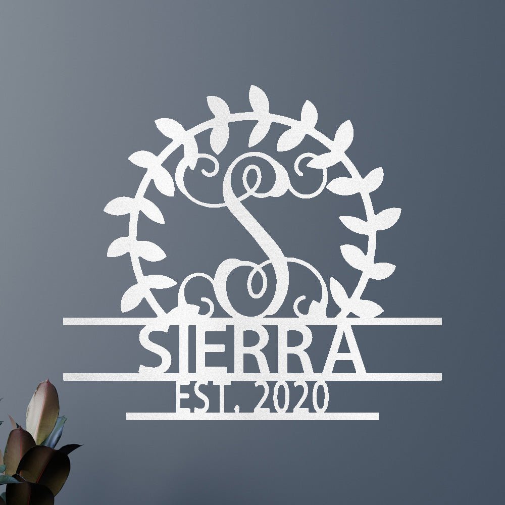 Crest Sign Personalized Gifts - Custom Metal Sign, Split Letter, Last Name, Wedding Gift