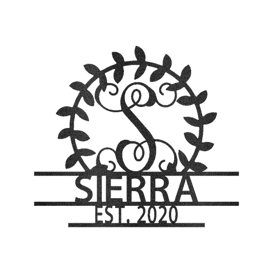 Crest Sign Personalized Gifts - Custom Metal Sign, Split Letter, Last Name, Wedding Gift