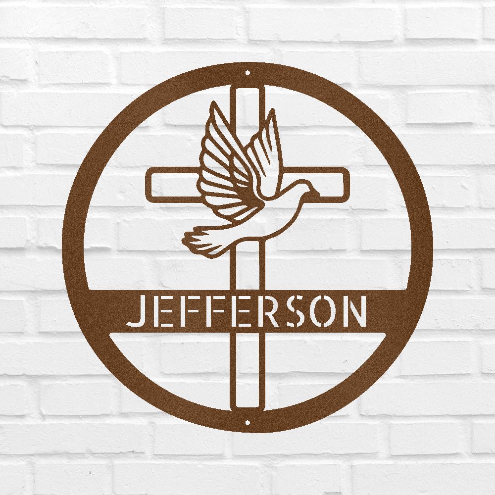 Dove and Cross Holy Spirit Personalized Gifts - Custom Metal Sign