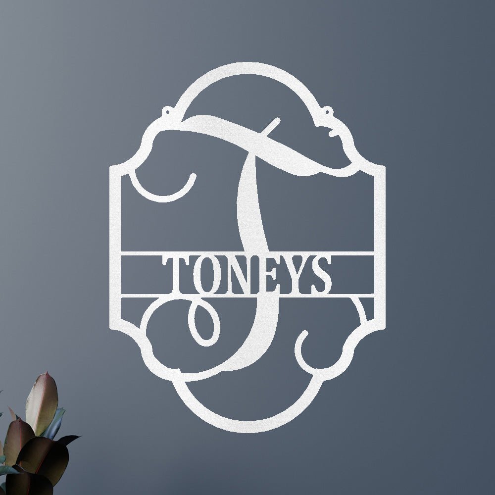 Family Name Plaque Personalized Gifts - Custom Metal Sign, Split Letter