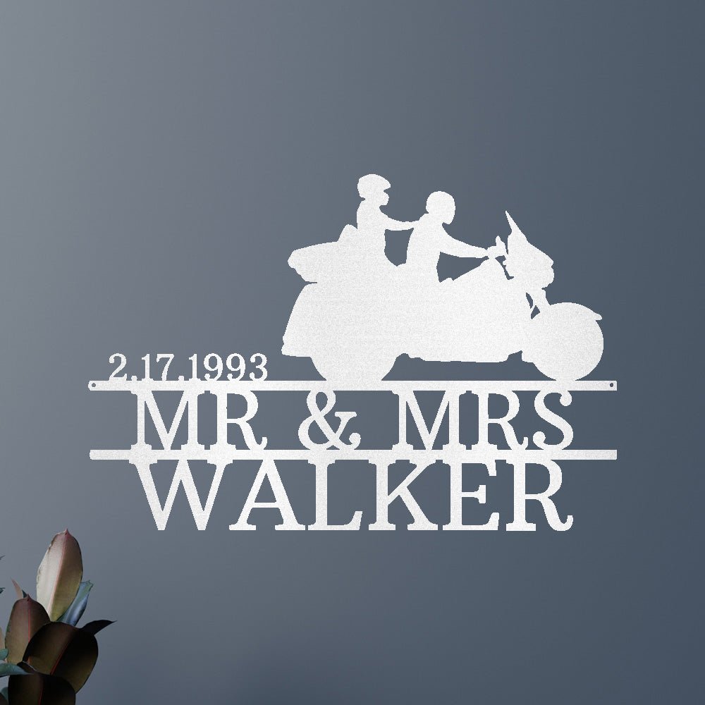 Motorcycle Couple Personalized Gifts - Custom Metal Sign