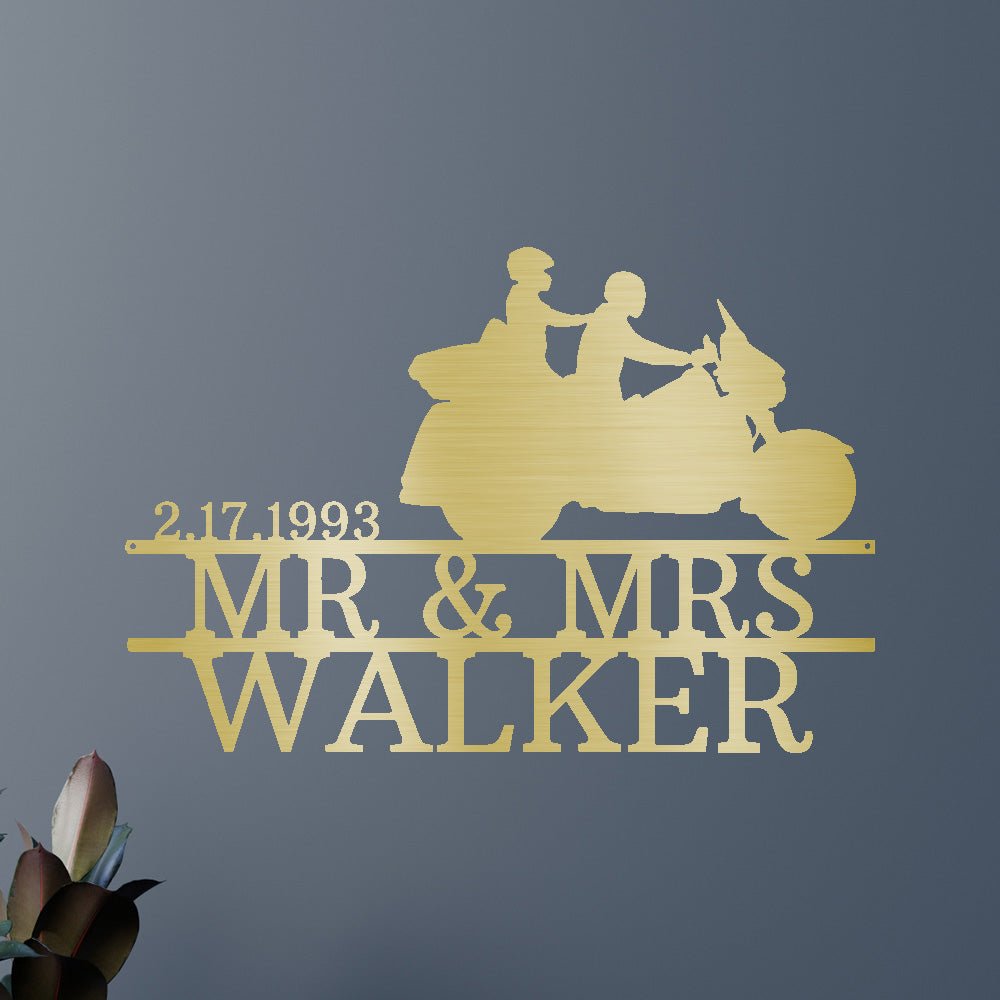 Motorcycle Couple Personalized Gifts - Custom Metal Sign