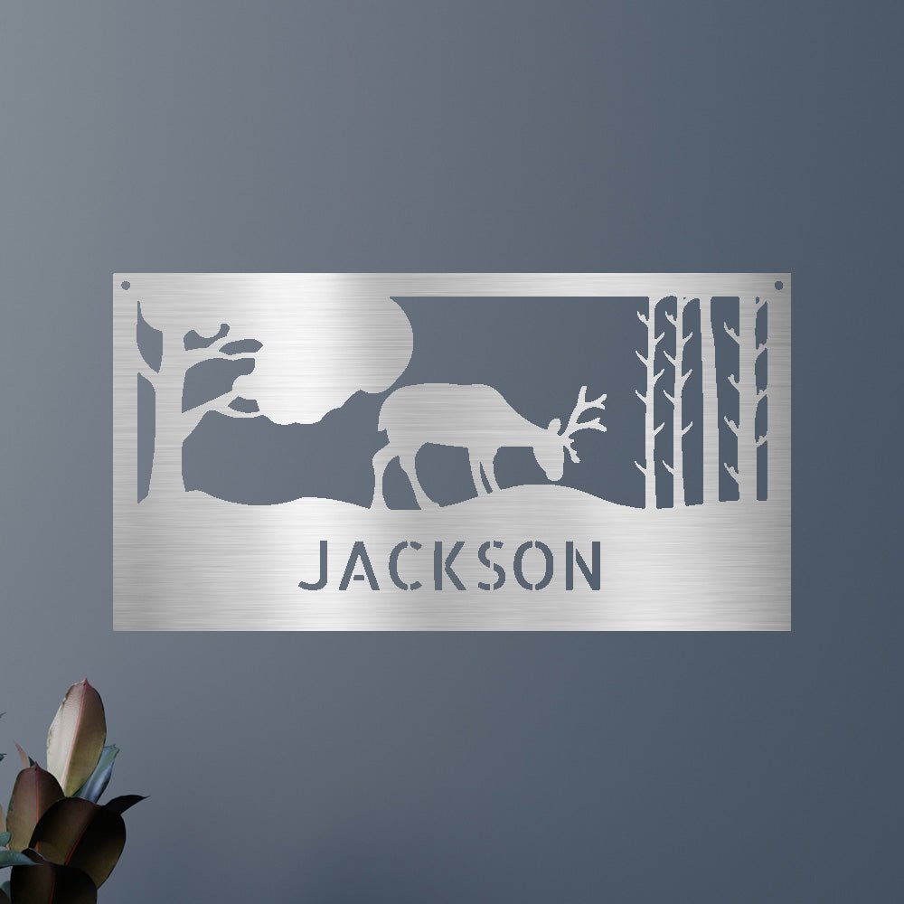 Grazing Deer Personalized Gifts - Custom Metal Sign