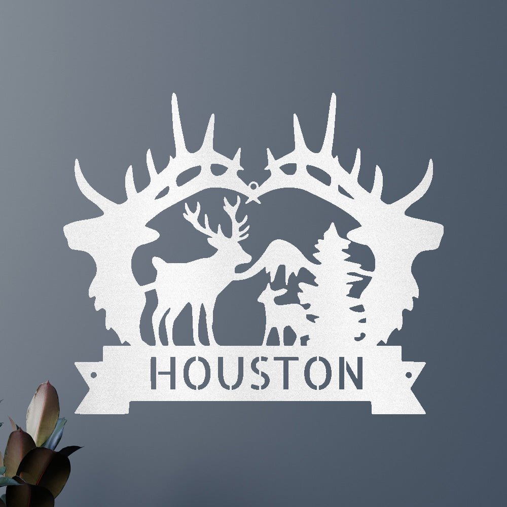 Name Sign - Custom Metal Sign, Antler Artwork, Christmas Gift