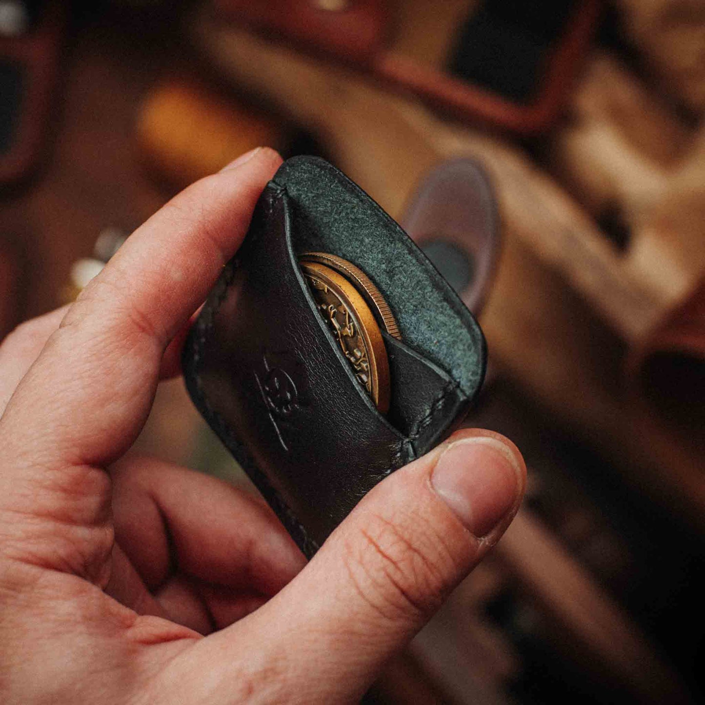 Double Coin Holder - Peso Pocket Duo | Challenge Coin Case | Handcrafted Leather