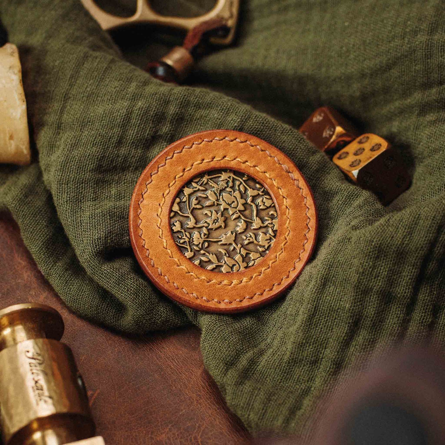 Round Coin Holder - Peso Pocket v2 | Challenge Coin Case | Handcrafted Leather