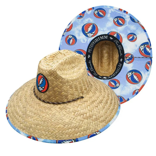 Peter Grimm Grateful Dead SYF (Steal Your Face) Hasselhoff Underbrim - Straw Lifeguard Hat