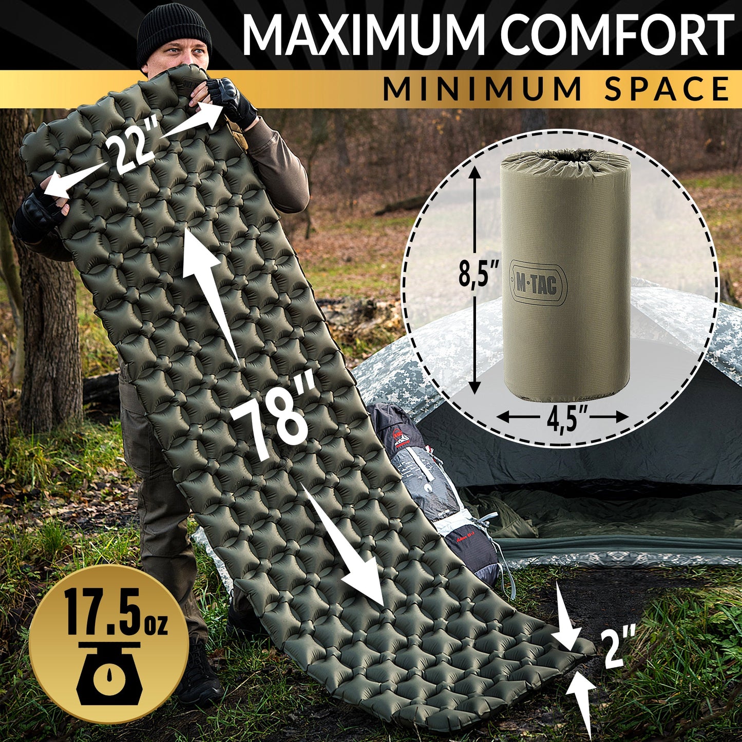 M‑Tac Inflatable Sleeping Pad (78″ × 22″)
