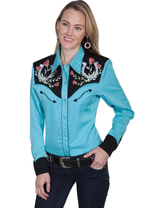 Scully Horseshoe and Roses - Women's Western Shirt