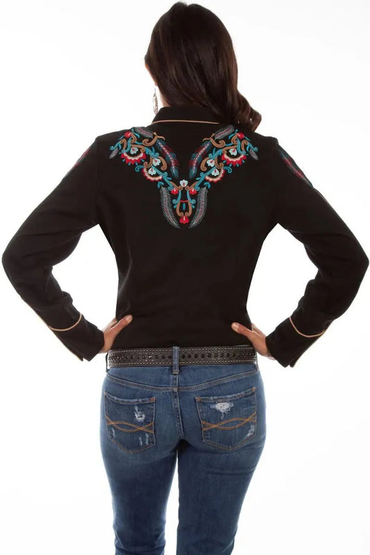 Scully Floral and Feather Embroidery - Women's Western Shirt