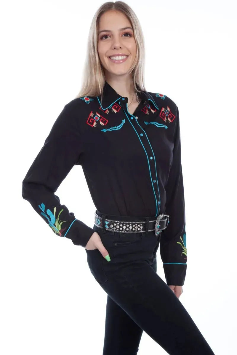 Scully Cactus Embroidery - Womens Western Shirt