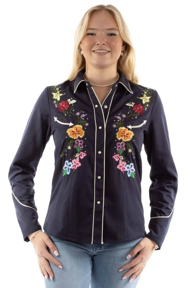 Scully Bright Floral Embroidery - Womens Western Shirt