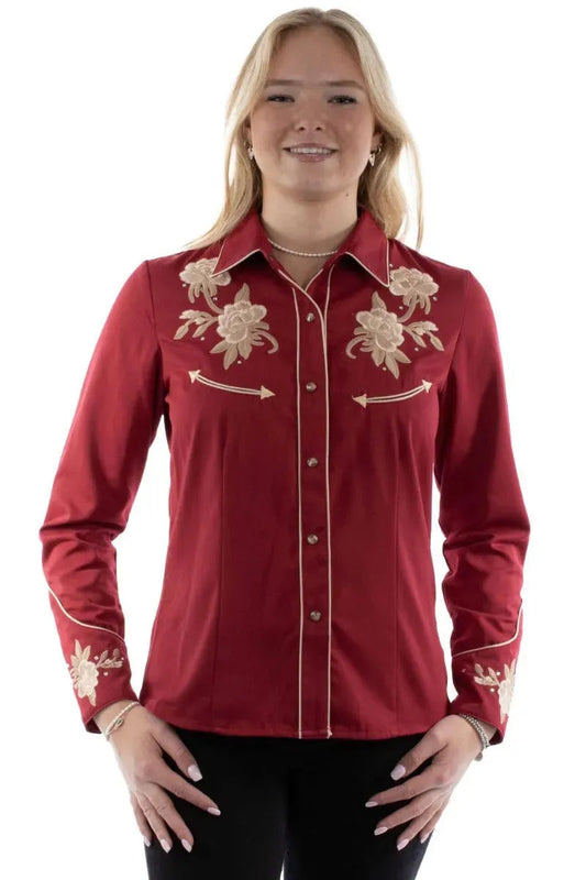 Scully Floral Embroidery with Crystals - Womens Western Shirt