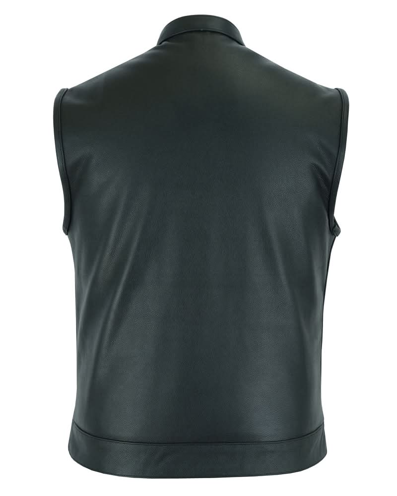 Blackhawk Scoop Collar Men's Motorcycle Vest - Smart Access Pocket & Hidden Zipper