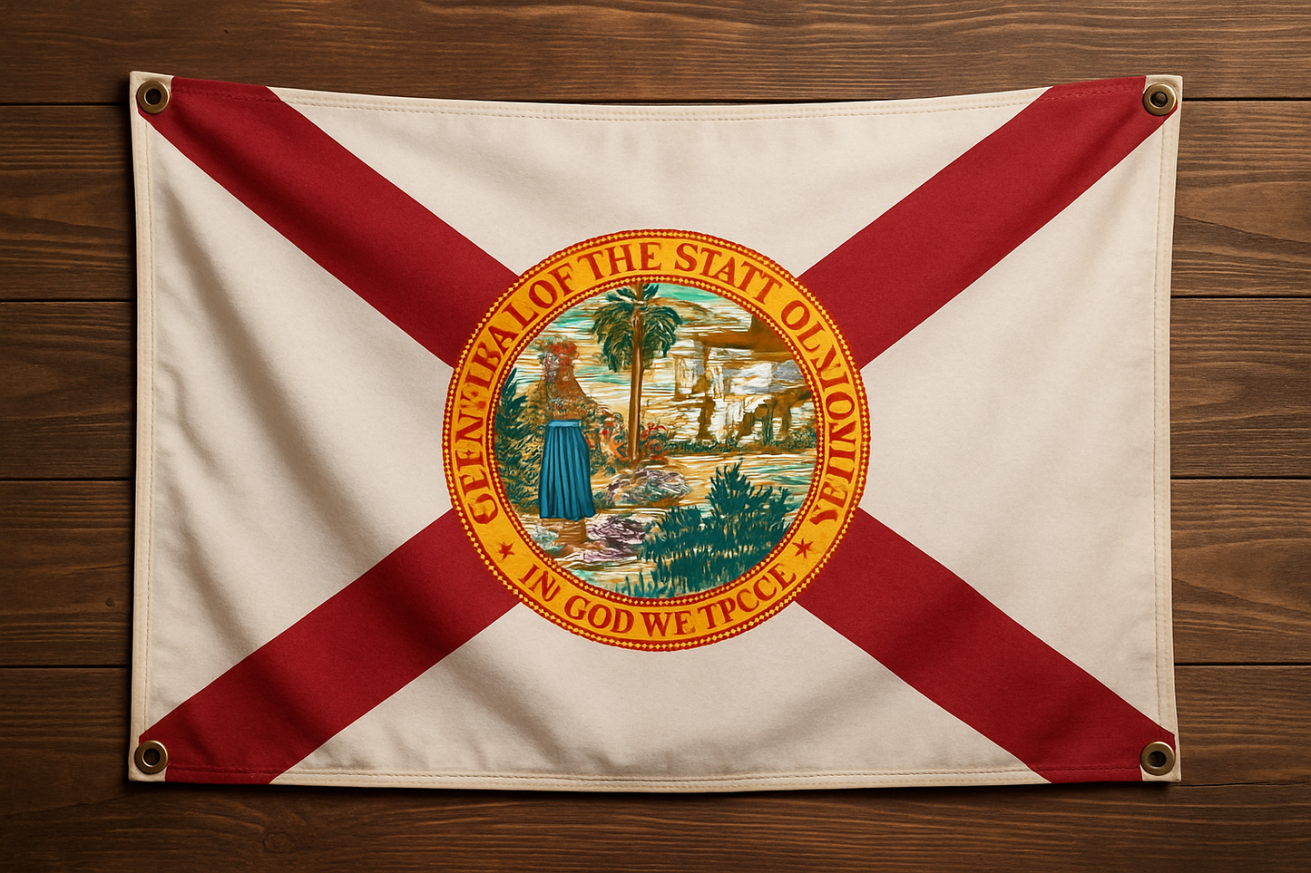 Florida Flag with Grommets Along the Edges for Wall Hanging