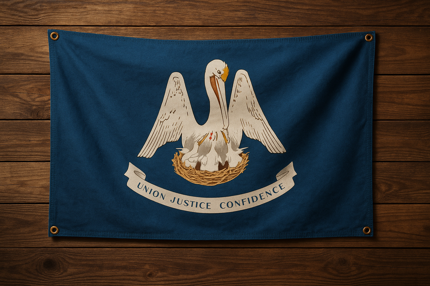 Louisiana Flag with Grommets Along the Edges for Wall Hanging