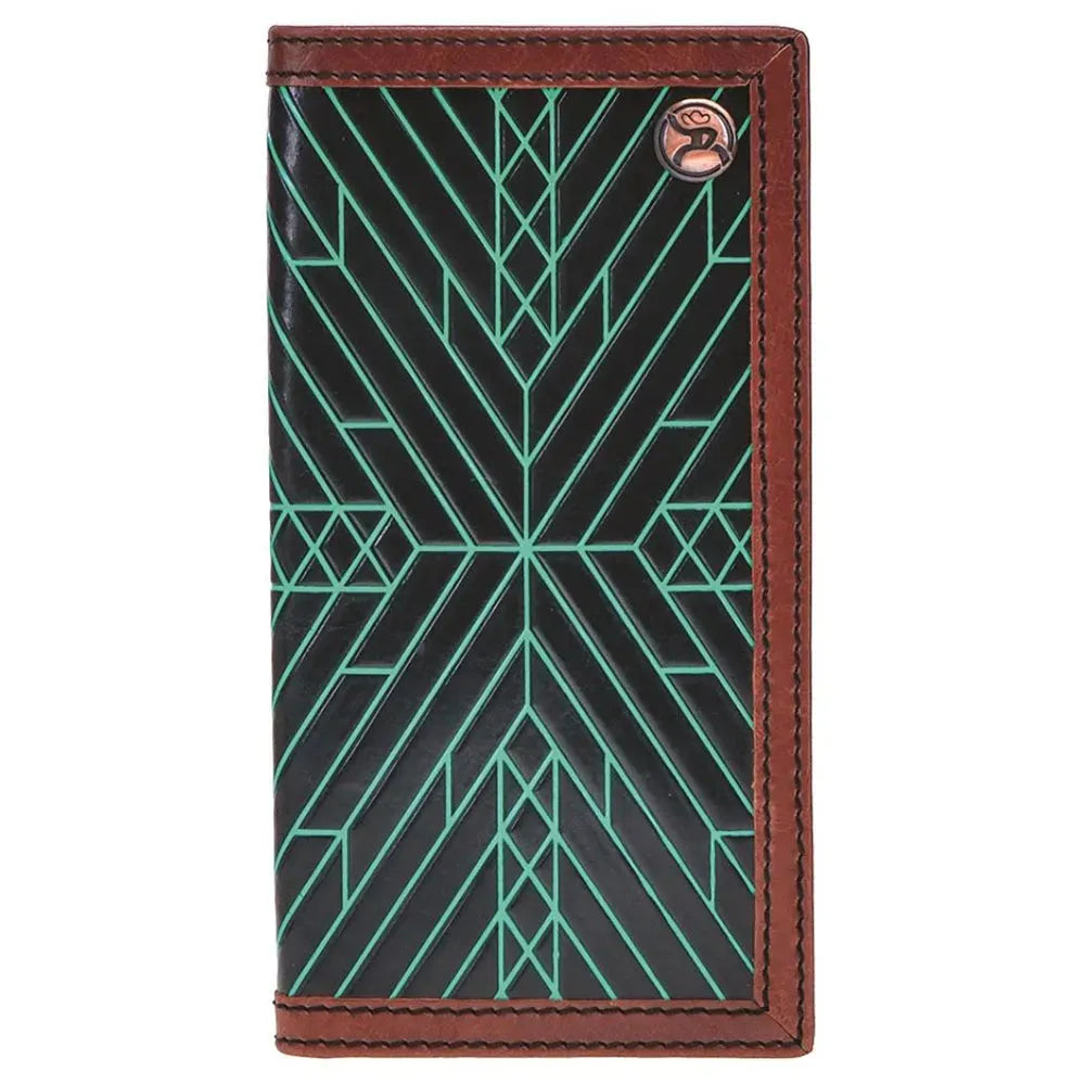 HOOey Turquoise Aztec (Black/Brown) - Men's Rodeo Wallet