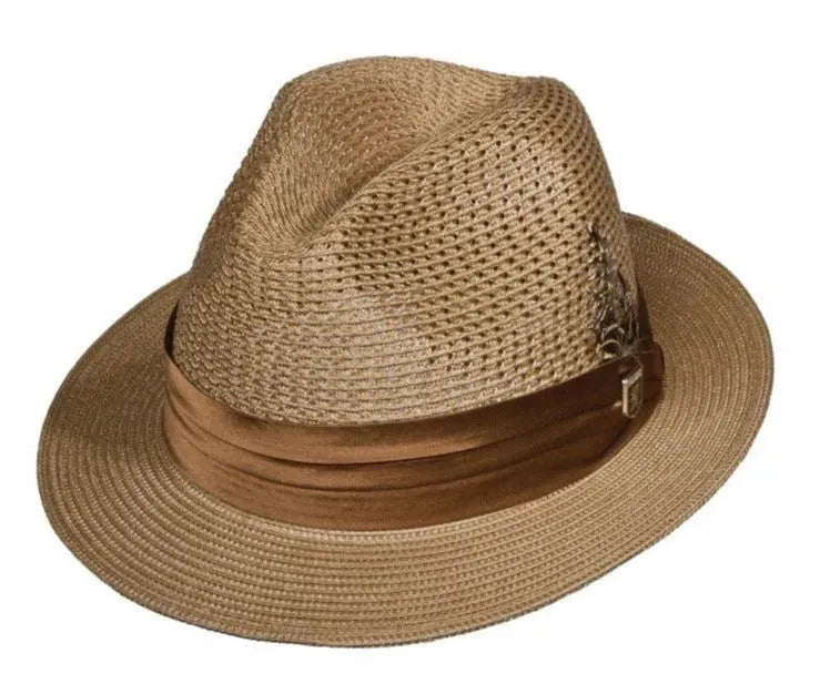 Stacy Adams Dublin- Milan Straw Fedora Hat