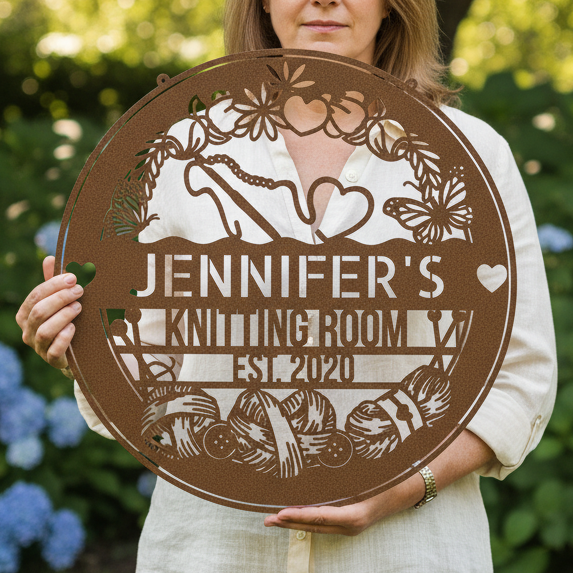Crochet Craft Room Custom Metal Sign – Unique Decor for Yarn Lovers