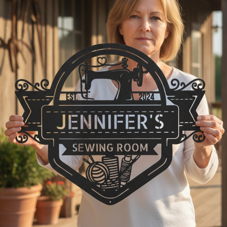 Custom Metal Sign for Quilting & Sewing Craft Rooms