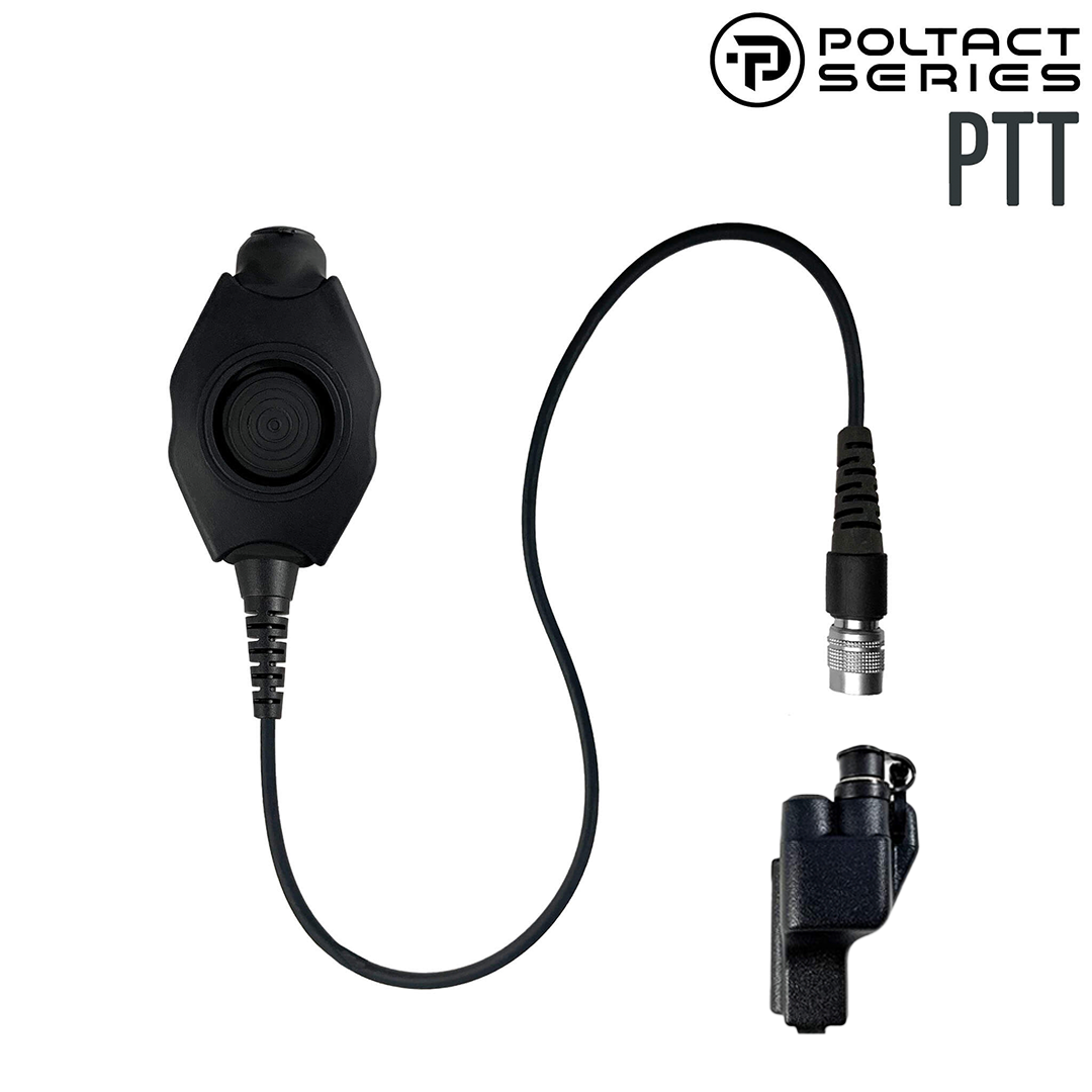 Tactical Radio PTT(Straight Cable) for Headset w/ Quick Disconnect (Hirose): NATO/Military Wiring, Gentex, Ops-Core, OTTO, Select Peltor Models, Helicopter - Motorola: XTS Series, HT/JT1000, MT/MTS2000, MTX838/900/8000/9000, PR1500 & More