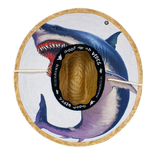 Peter Grimm White Shark - Rye Straw Lifeguard Hat